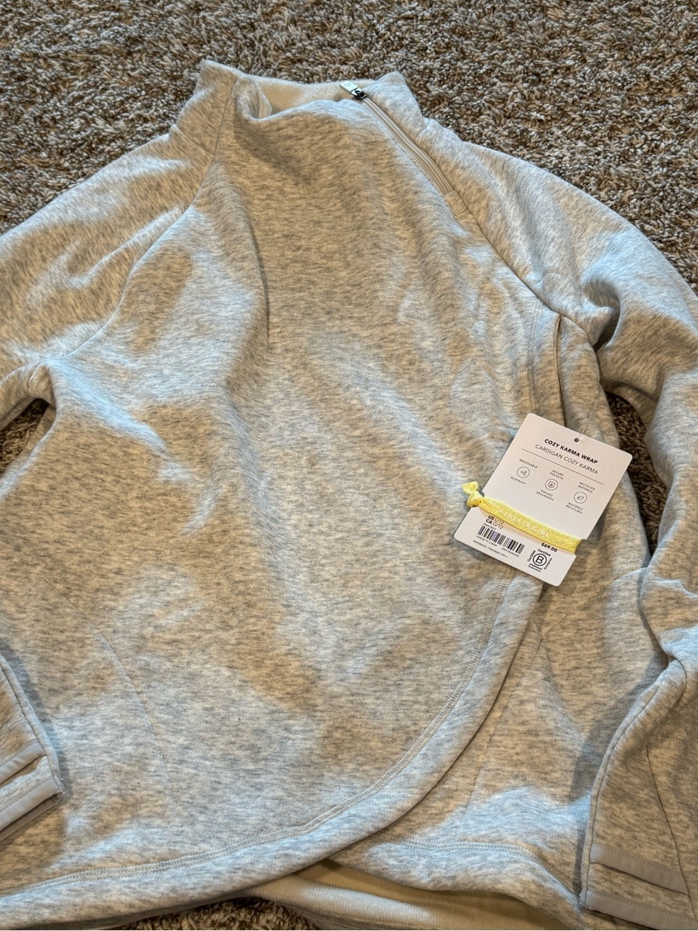 Athleta Heather Gray Kids Quarter-Zip Sweater